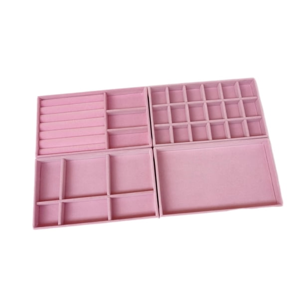 Organizador de bandejas de joyas Zulema 4 piezas Rosado