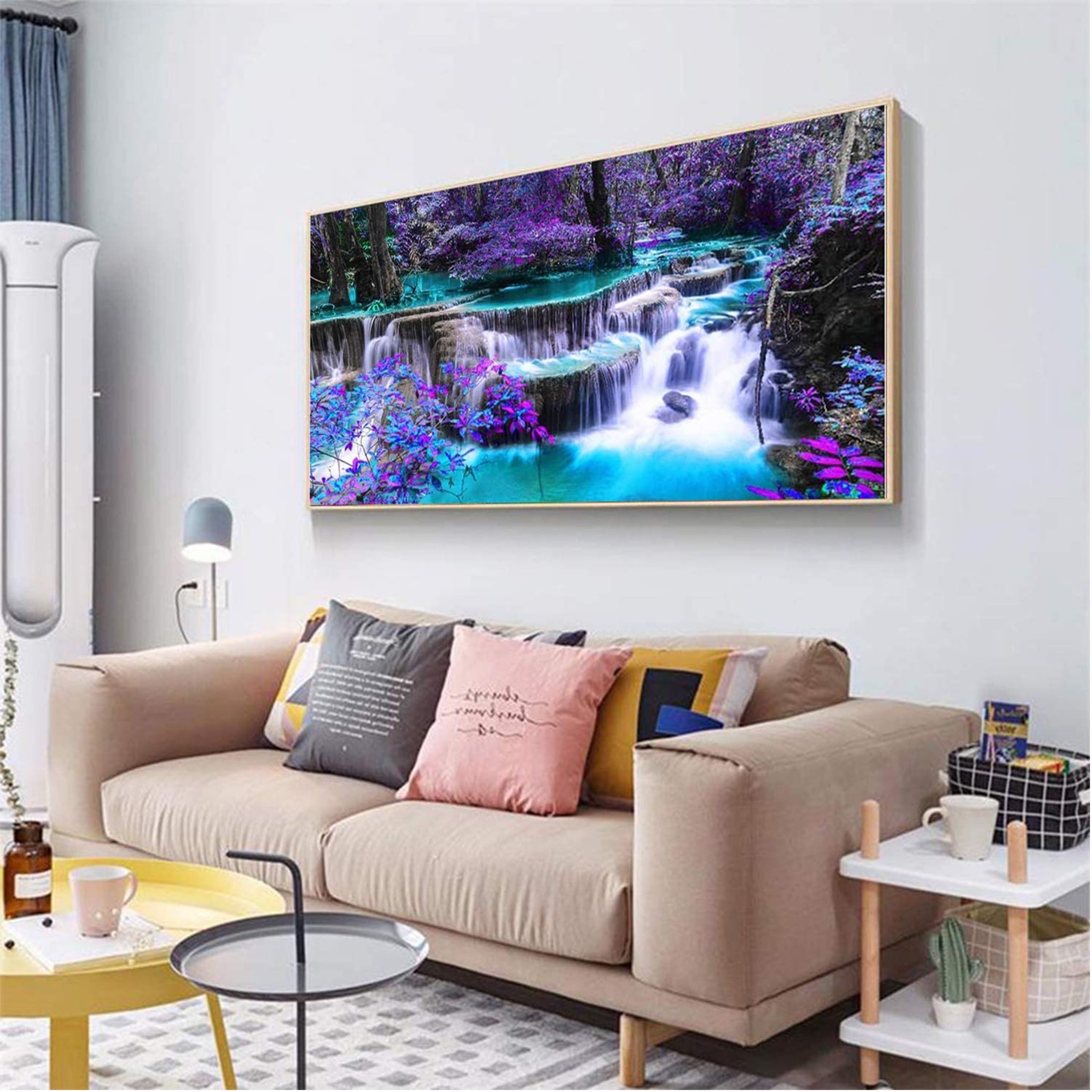 5d Diy Diamond Painting Kit, Waterfall, Extra Large Size Full Drill Round  Rhinestone Art Kit, Best Artwork For Home Wall Decoration, Perfect Stress
