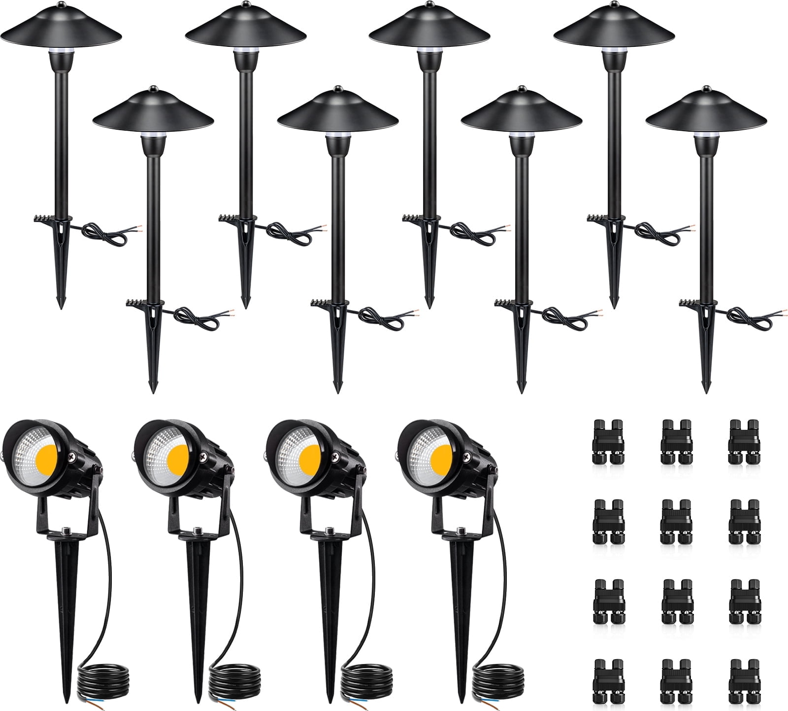 SUNVIE LED Landscape Lighting Low Voltage Pathway Lights 12V Aluminum Light Kits with Stake Waterproof for Walkway Yard Patio Decor, 12 pack