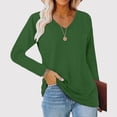 thumbnail image 4 of Otntypg Womens T Shirts Plus Size Casual Summer Long Sleeve V Neck Basic Solid Color Tunic Blouse Casual Loose Fit Soft Spring Tees Tops Green XXXXL, 4 of 5