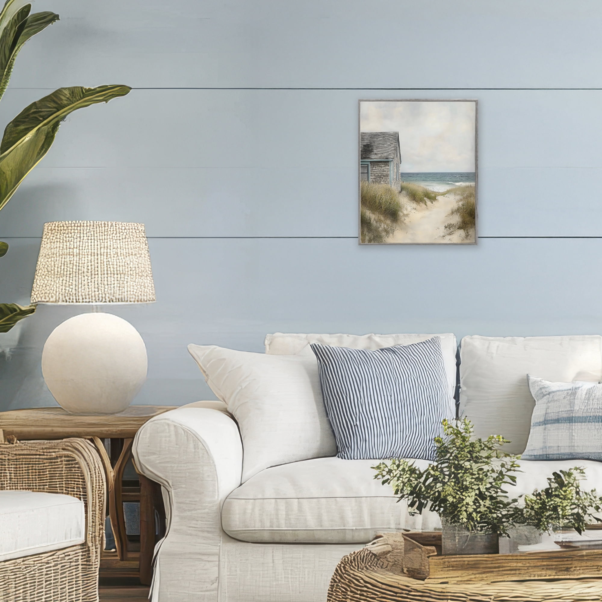 Stupell Industries Oceanfront Cottage on Dune Path Gray Framed Giclee Art, design by Creative Studio