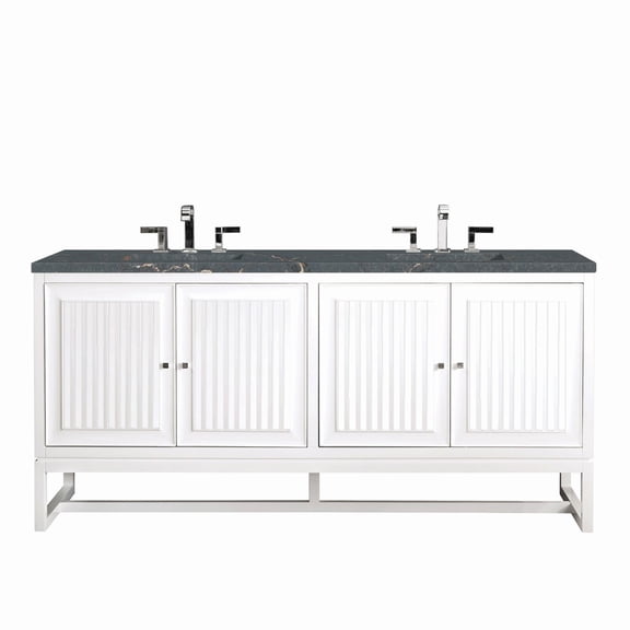 James Martin Vanities E645-V72-GW-3PBL Athens 72" Double Basin Poplar Wood Vanity Set -
