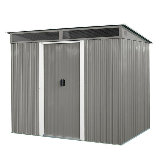 Modern 8'x6' Metal Garden Shed - Secure Sliding Doors   Natural Light Panels for Lawn Equipment