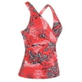 thumbnail image 6 of Firpearl Women's Underwire Tankini Top Swimwear Twist V Neck Swimsuits for Big Busted Tummy Control Swim Top Only Red Floral US8, 6 of 7