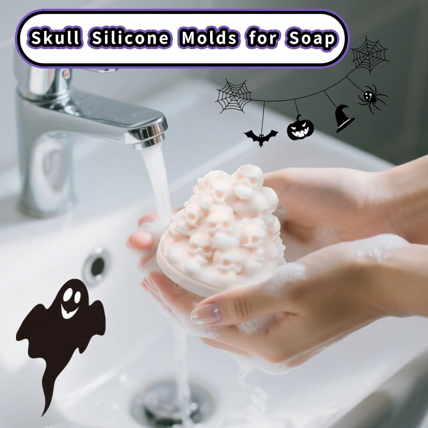 3D Skull Silicone Mold for Resin Candle Soap and Whiskey Ice Making