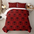 thumbnail image 2 of Homewish Bohemian Skull Skeleton Quilt Full,Vintage Red Damask Full Bedspread Sets,Halloween Duvet,3 Pieces, 2 of 7