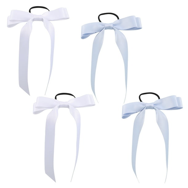 4 lazos para el pelo para mujeres y niñas, cintas de cola larga, accesorios para el cabello, lindas bandas elásticas para sujetar colas de caballo.
