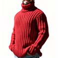 thumbnail image 4 of Ceisia Mens Thick Ribbed Turtleneck Knitted Sweater Long Sleeve Solid Color Warm Casual Pullover Top Red XXL Gift, 4 of 8