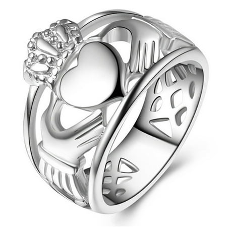 Extra Heavy Claddagh Ring Unisex Claddagh Ring, Stainless Steel Irish Friendship Love Ring, For Men and Women ()