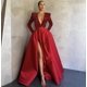 thumbnail image 1 of Vestido de noche largo con escote en V, manga larga y un hombro al aire, sexy, con lentejuelas grandes y abertura para mujer, 1 of 6