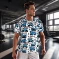 thumbnail image 3 of Wukai Blue Excavator Print Men's Short-Sleeved Mesh T-Shirt,Quick-Dry Short Sleeve Workout T-Shirt-Medium, 3 of 8