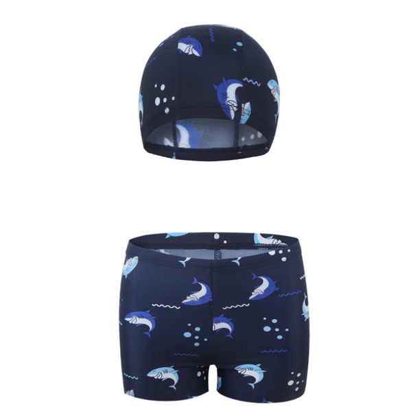 Conjunto de dos bañadores de tela de poliéster con dibujos de tiburones para niños, para jugar al baloncesto en la piscina y practicar deportes acuáticos