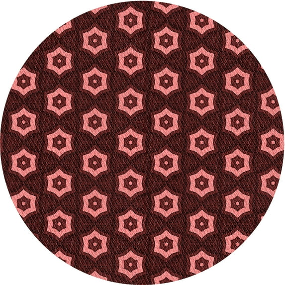 Ahgly Company Indoor Round Patterned Cherry Red Area Rugs, 5' Round