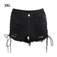 thumbnail image 4 of Minnieouse Negro Pantalones cortos de mezclilla desgastados rasgados negros Pantalones cortos de mezclilla góticos rosados de moda y Prendas para la parte inferior del cuerpo 3XL, 4 of 6
