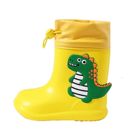 

Drecage Toddler Kids Cute Dinosaur Rain Boots Boys Girls Waterproof Non-slip Rain Boots with Drawstring Closure
