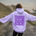 thumbnail image 7 of Kaprioy Women Cute Flower Print Hoodie Comfy Preppy Hooded Sweatshirt for Teen Girls Long Sleeve Drawstring Oversized Pullover Tops Purple, XL, 7 of 7