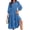 Blue, variant on Womens Casual 3/ 4 Sleeve Shirt Dress Button Down V Neck Tiered Collared Flowy Maxi Dress