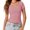 Pink, variant on Womens Scoop Neck Short Sleeve Casual Tshirts Tops Summer Going Out Work Cute Fitted Shirts Trendy