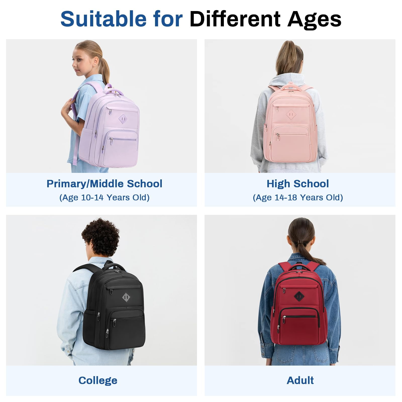 Soda Candy School Backpack Lightweight Bookbag Backpack with Luggage Strap, Black