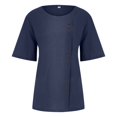 thumbnail image 4 of CHOK Oversized Button Down Shirts Women Oversized T Shirts Workout Cotton Linen Western Shirts Short Sleeves Crew Neck Sexy Summer Tops for Plus Size Summer Spring Blouses Yellow Army Gre, 4 of 5