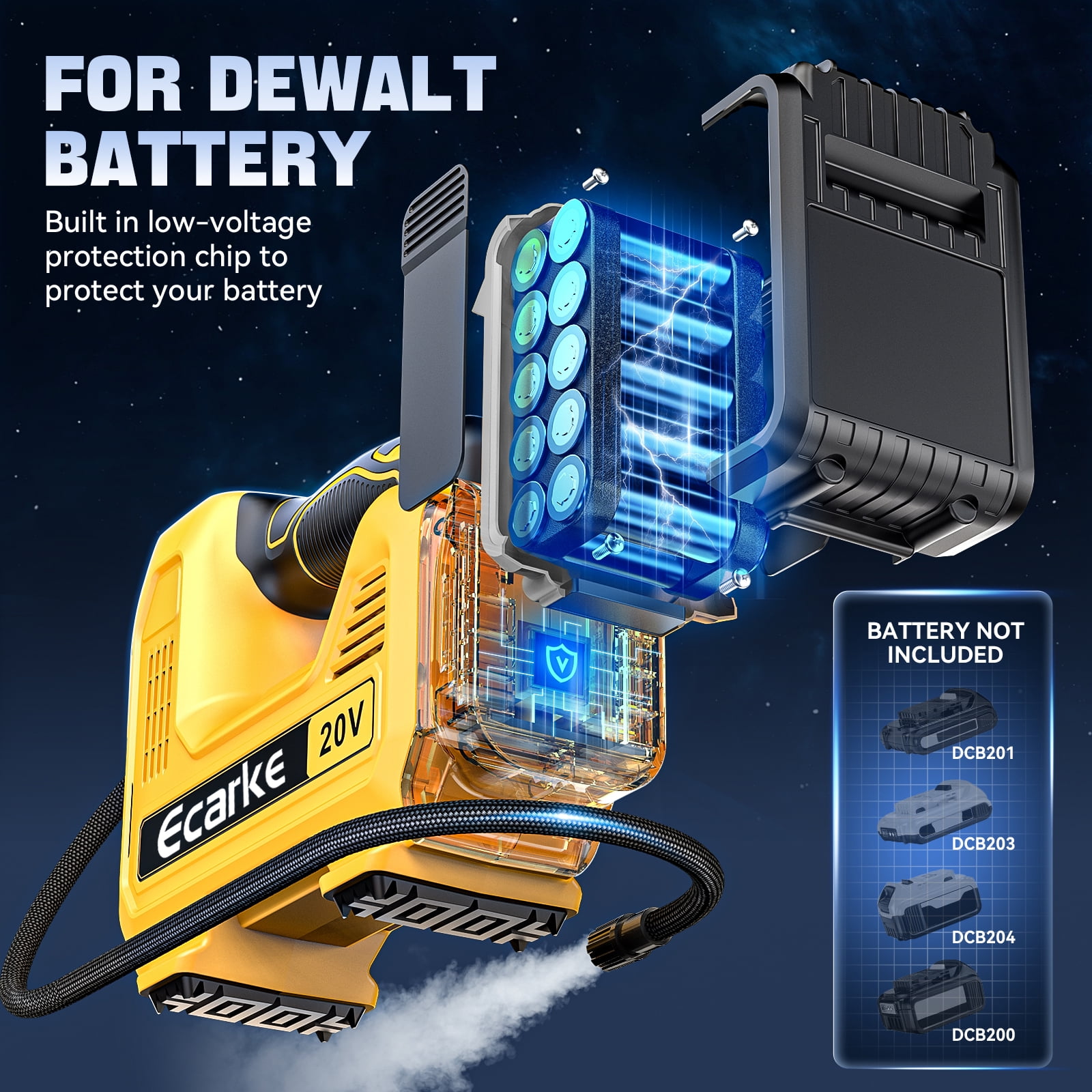 Tire Inflator for DEWALT 20V MAX Battery, Portable Air Compressor Auto Tire Pump(Tool Only, NO Battery)