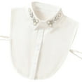 thumbnail image 2 of Czzoypi Faux Col de Noël, Col Détachable à Carreaux Rouges avec Strass pour Femmes, Fausse Chemise/blouse Festive Dickie avec Strass Étincelants pour Fête des Fêtes Bureau, Blanc, 2 of 5