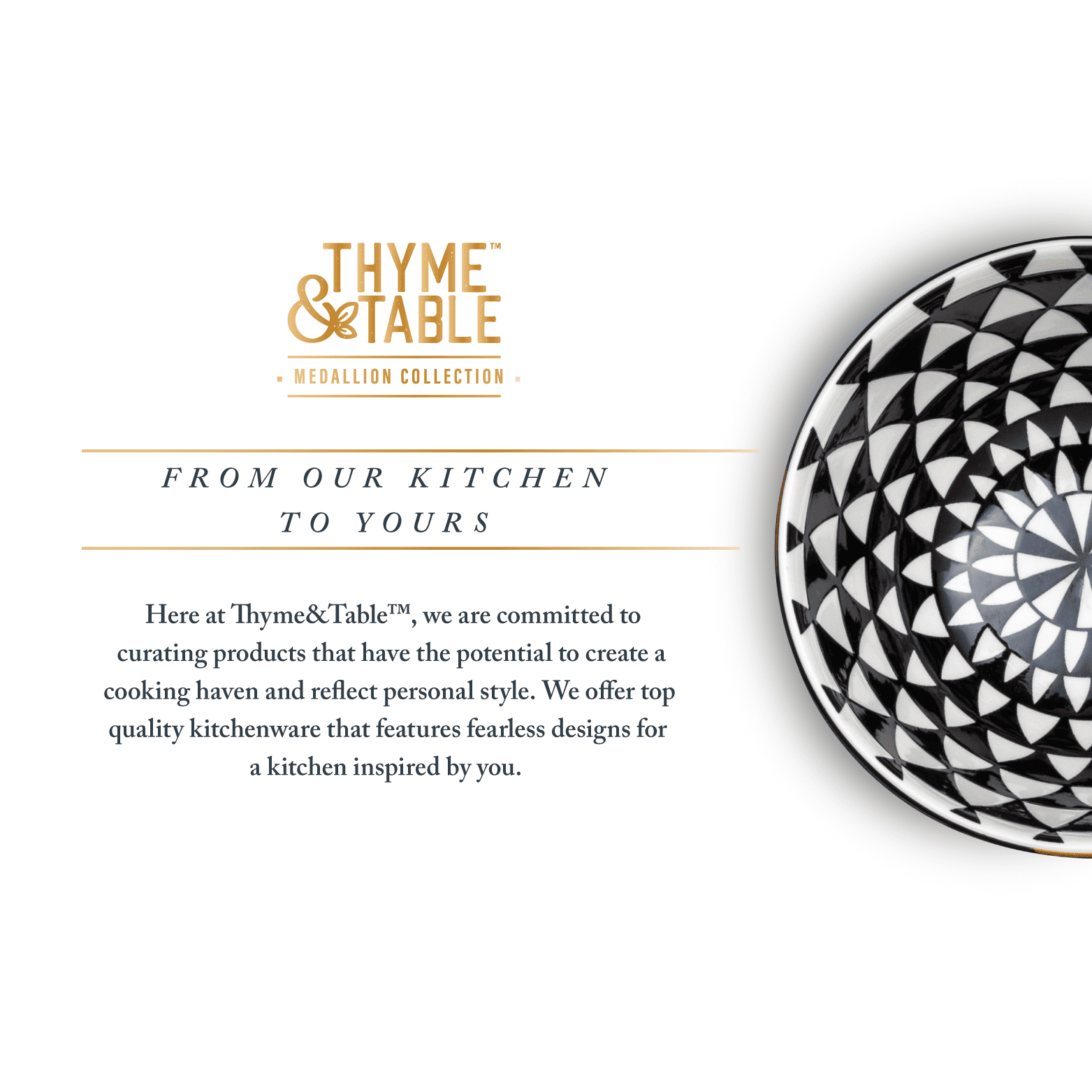 Thyme & Table Medallion Ceramic Bowl Black and White