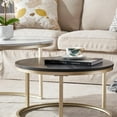 thumbnail image 4 of Modern Round Nesting Coffee Table Set with 31.5 in Two Tone Faux Marble Top and Gold Metal Legs Accent Wooden Stacking Side Tea Table for Living Room, 4 of 5