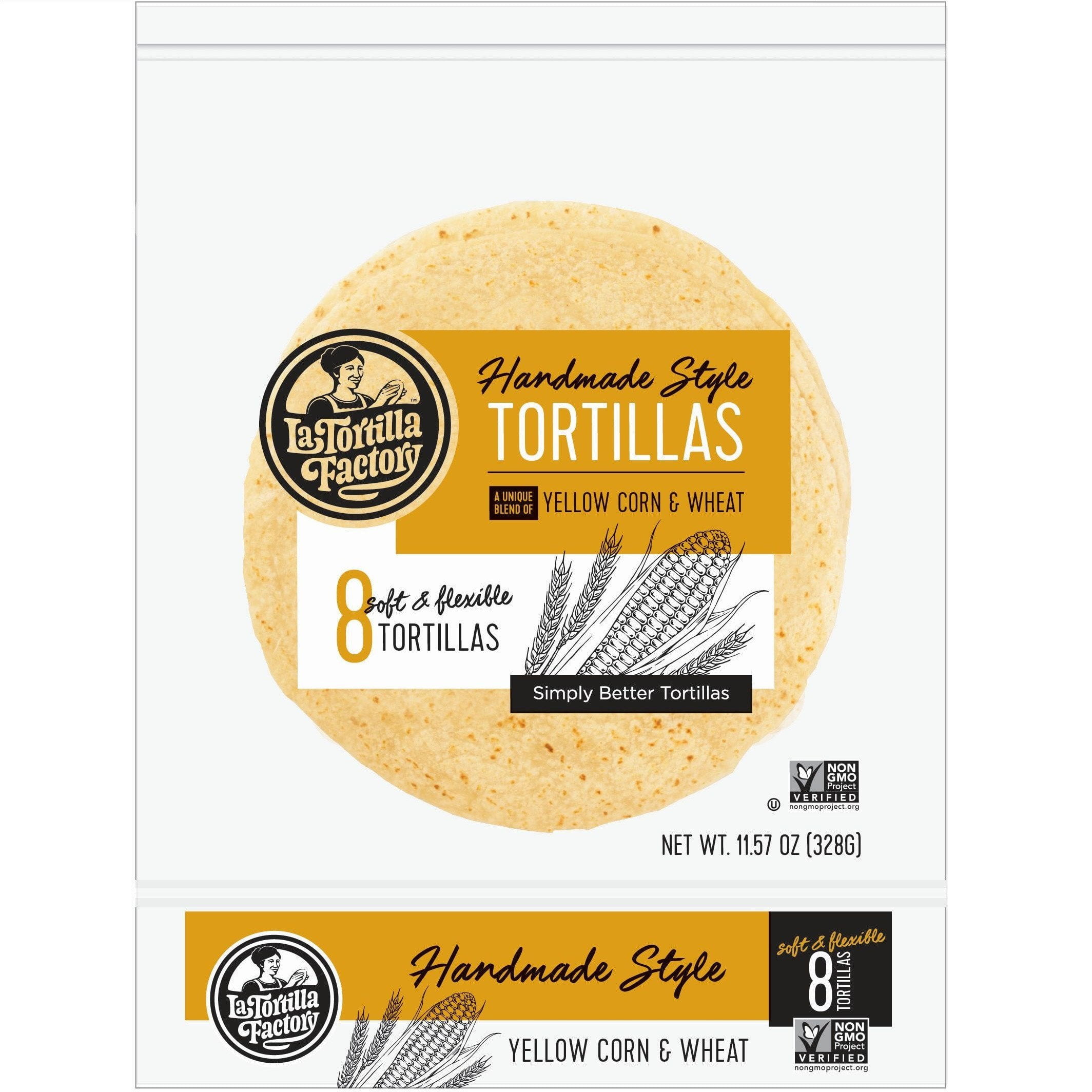 La Tortilla Factory Hand Made Style Tortillas, Yellow Corn, 8 Ea (Pack