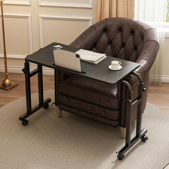 Recliner Table, Overbed Table with Wheels Adjustable Height and Length Over Bed Desk, Hospital Heavy Duty Metal Leg Laptop Stand Tray