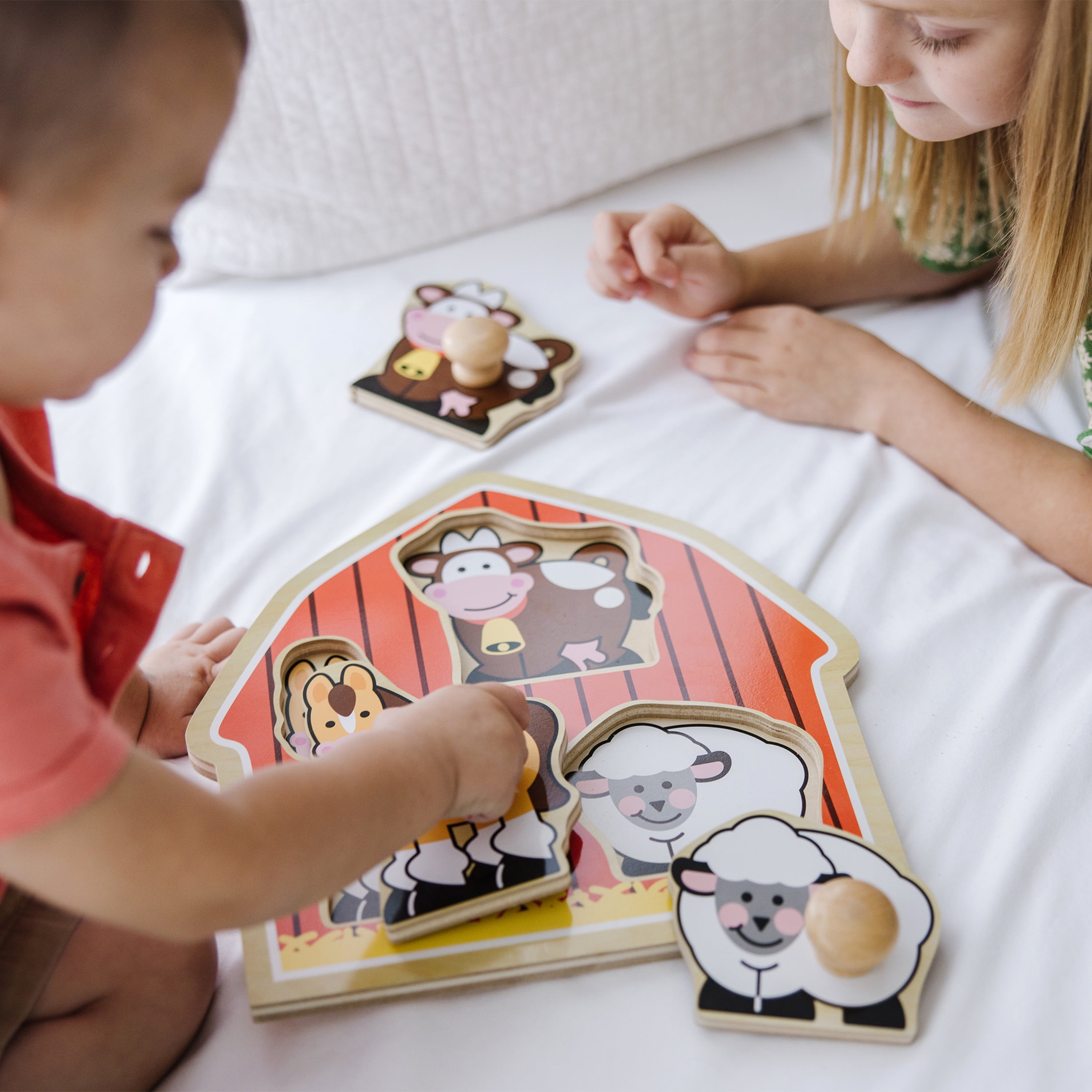 Melissa & Doug Barnyard Animals Jumbo Knob Wooden Puzzle - Horse, Cow, and Sheep