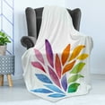 thumbnail image 4 of Floral Soft Flannel Fleece Blanket, Rainbow Colored Flower Petals in Watercolors Painting Style Vibrant Modern Artwork, Cozy Plush for Indoor and Outdoor Use, 70" x 90", Multicolor, by Ambesonne, 4 of 5