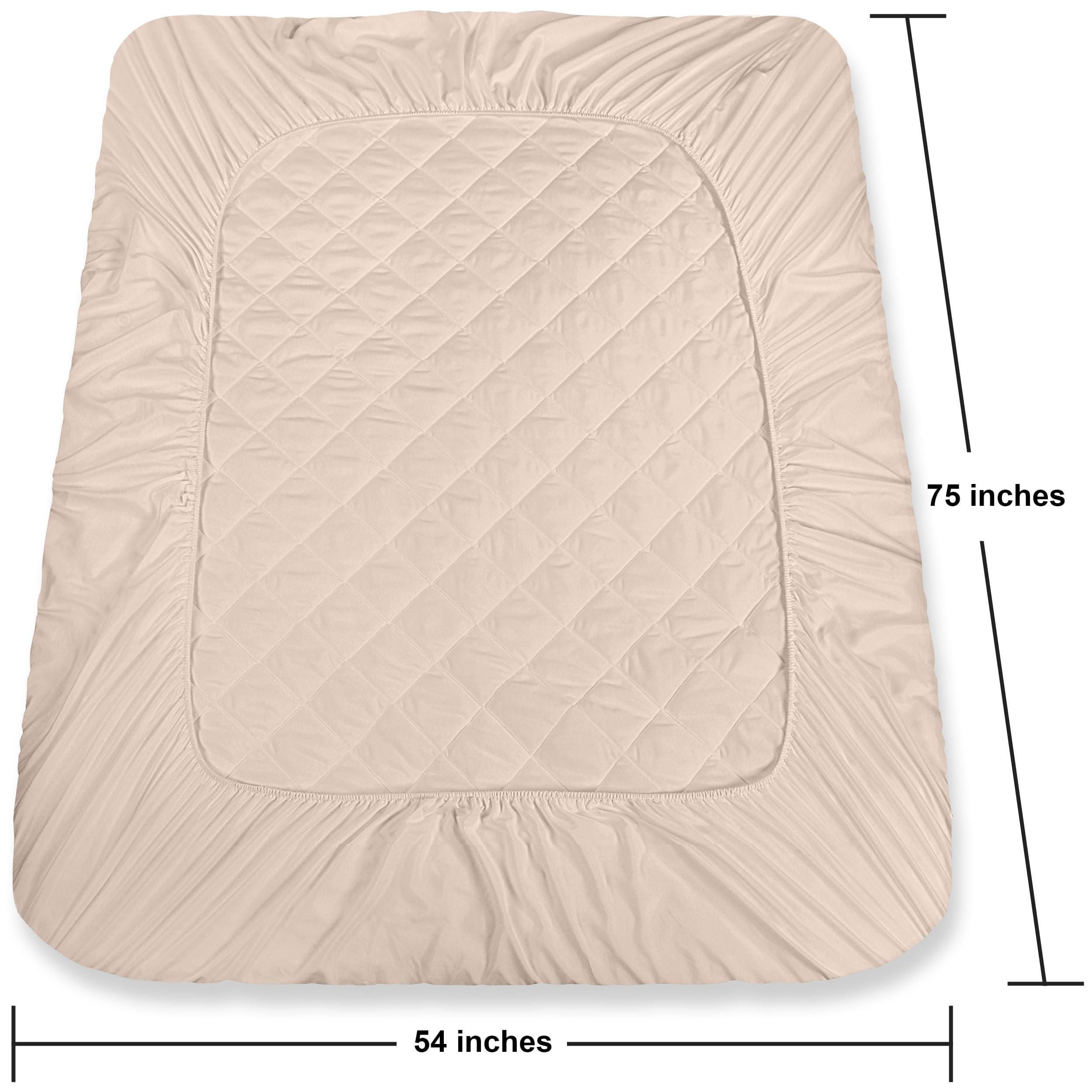 Utopia Bedding Quilted Fitted Mattress Pad, Full Size, Elastic Fitted Mattress Topper Protector and Cover Stretches up to 16 Inches Deep, Machine Washable (Beige)
