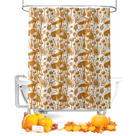 Mushroom Floral Shower Curtain Set ,Waterproof Fabric Shower Curtains Thanksgiving Fall Shower Curtains for Bathroom,Bathroom Decor 36"x72"