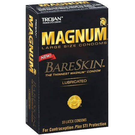 TROJAN Magnum Bareskin Lubricated Large Size Condoms 10 ea (Pack of