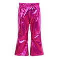 thumbnail image 3 of OGLCCG Girls' Shiny Metallic Flared Pants High Waist Hip Hop Dance Pants Wide Leg Disco Bell Bottoms Trousers(Hot Pink,7-8Years), 3 of 4