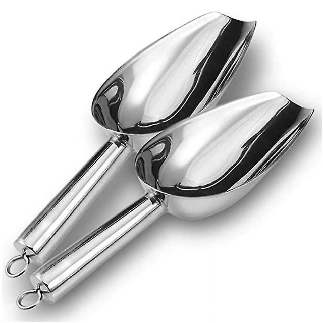 Ice Scoop Set Of 2, Stainless Steel Small Weighing Scoop Flour Scoop Feeding Scoop Sack Scoop Dispensing Scoop For Kitchen, Bar, Buffet, Party, Versat