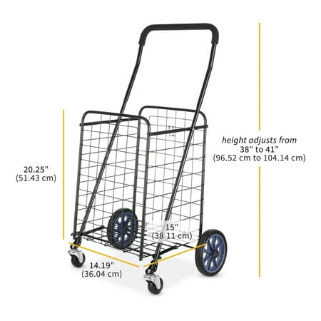 Mainstays Metal 1 Compartment Rolling Metal Shopping / Utility Cart - Black