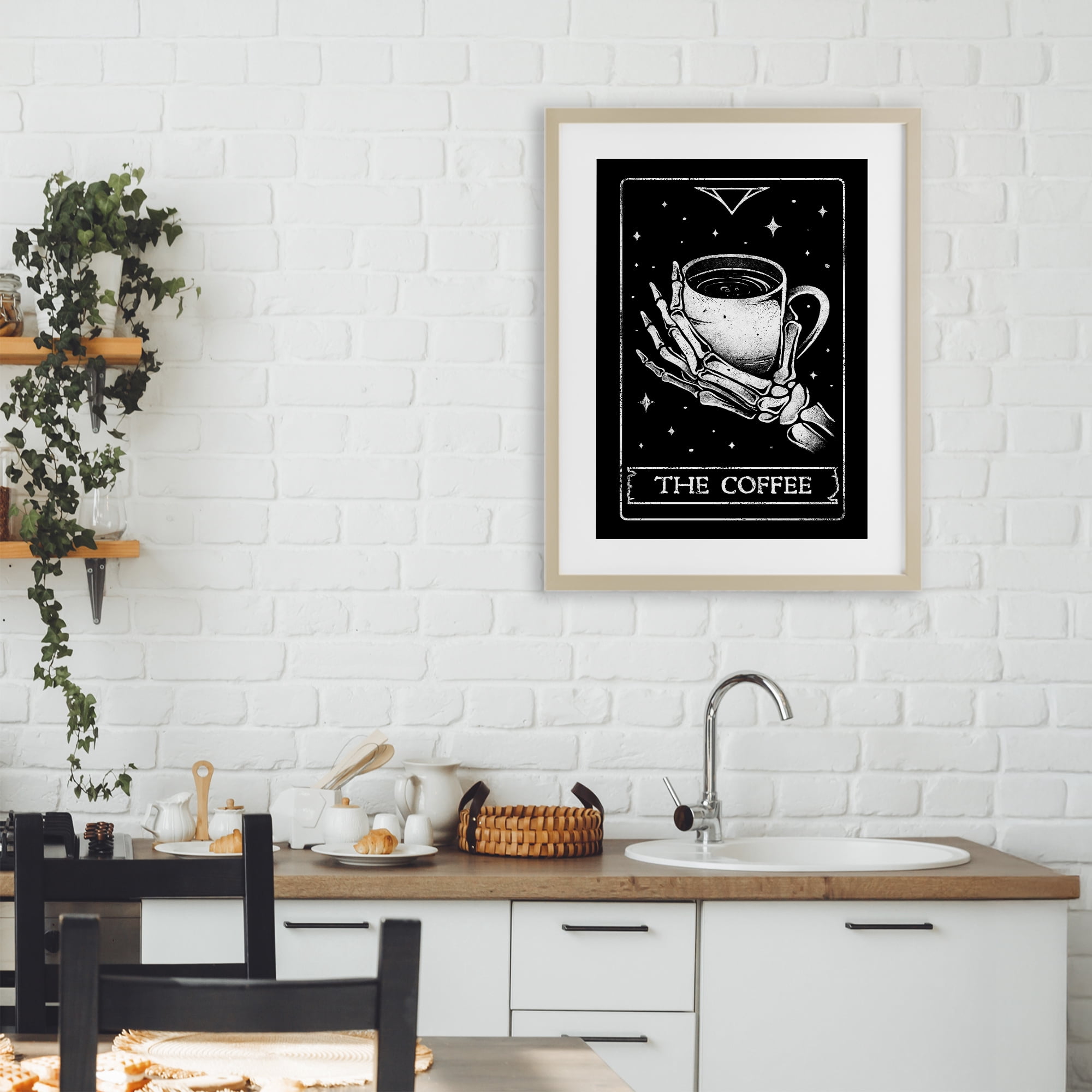 Stupell Industries The Coffee Tarot Card Birch Framed Print Under Glass, design by EduEly Designs