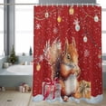 thumbnail image 4 of Christmas Shower Curtain Squirrel Xmas Ball Branch Bathroom Curtains with Hooks, Waterproof Fabric Snowflake Red Bath Shower Curtains Set for Bathroom Bathtubs Xmas Decor 72x72 Inch, 4 of 9