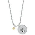 thumbnail image 1 of Delight Jewelry Goldtone Mini April - Clear Crystal Heart Silvertone Script Initial Disc - E - Charm Necklace, 20"+3", 1 of 4