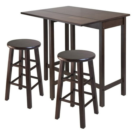 Square Drop Leaf - Lynnwood Drop Leaf Island Table with 2 Square Legs Stool Walnut