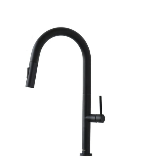 Stylish Catania 14" Single Handle Matte Black Pull Down Kitchen Faucet K-141N
