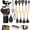 Black, variant on Silicone Kitchen Utensils Set with Holder, Wooden Handles
