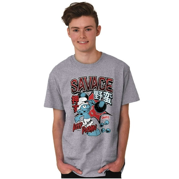 The Smurfs Kanji Keep Pushin Savage Men Big & Tall Graphic Tee Brisco Brands 2X