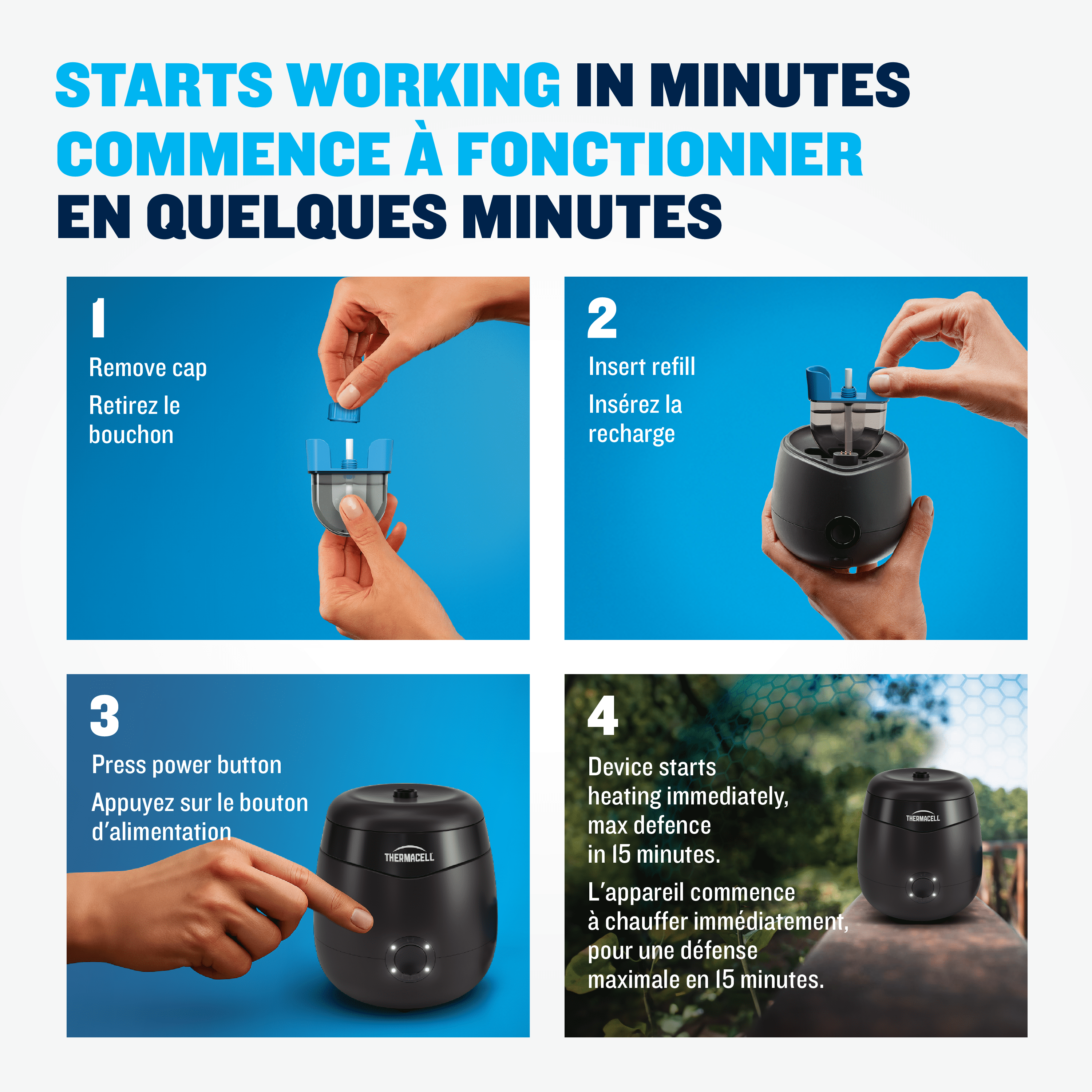 Recharge de répulsif à moustiques rechargeable Thermacell E‑ZoneGuard – paquet de 72 heures