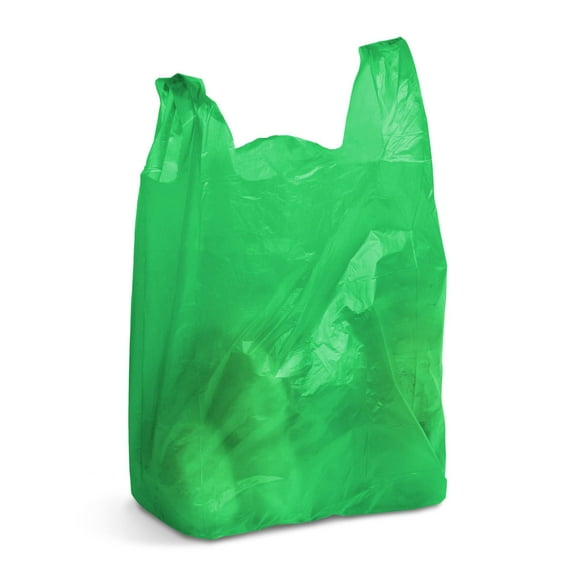 AMZ Supply Green T-Shirt Plastic Bags 10 x 5 x 18 Carry-Out Bags 10x5x18 Thickness 16 Micron Pack of 1000