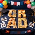 thumbnail image 3 of GRAD Graduation Wooden Letter Serving Tray, Rustic Wood Alphabet Snack Platter, Grad Party Dessert Food Display Decor Board, 3 of 6