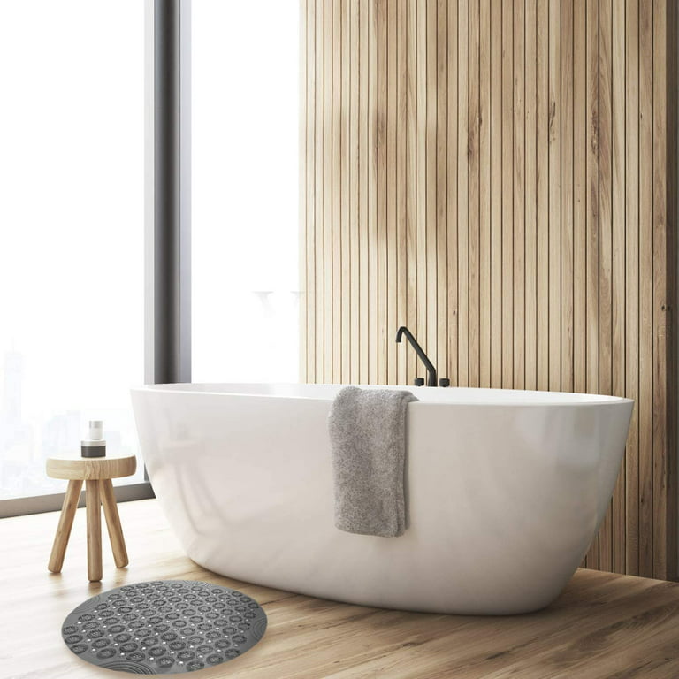 Textured Surface oblong Shower Mat Anti-Slip Bath Mats with Drain