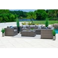 thumbnail image 3 of Sorrento 4-Piece XL Resin Wicker Outdoor Patio Furniture Conversation Sofa Set in Gray w/ Three-seat Sofa, Loveseat Sofa, and Coffee Table (Flat-Weave Gray Wicker, Polyester Light Gray), 3 of 6